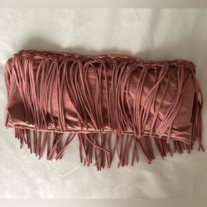 Size L mauve / pink strapless top with fringe